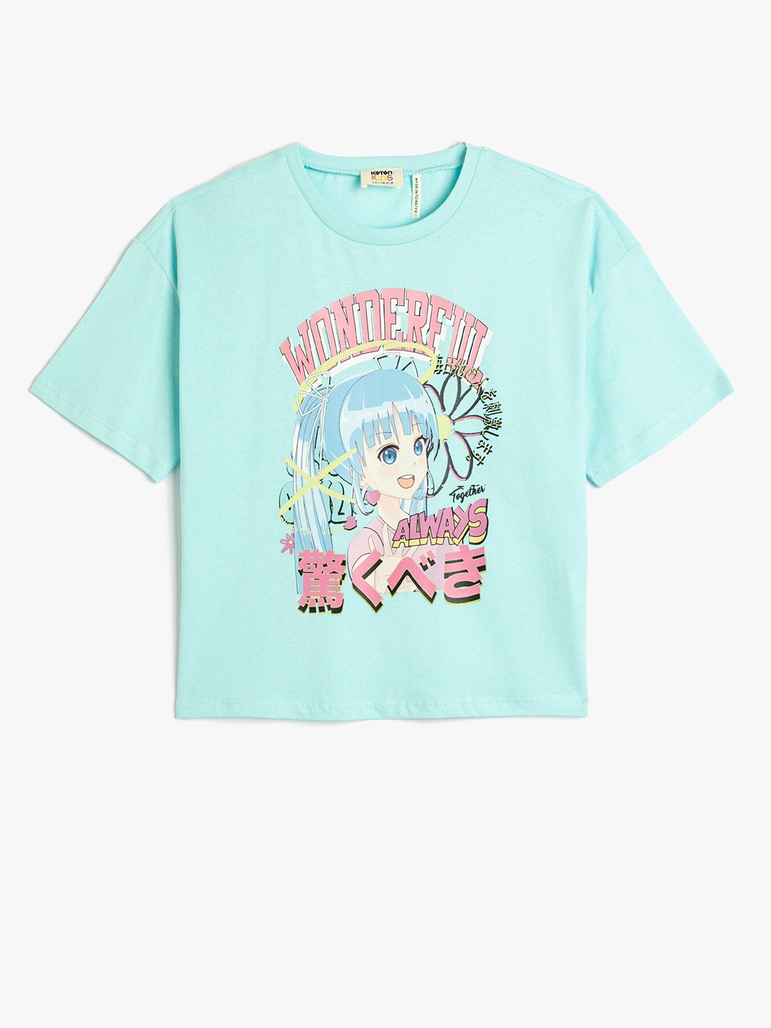 

Koton Girls Graphic Printed Pure Cotton T-shirt, Blue
