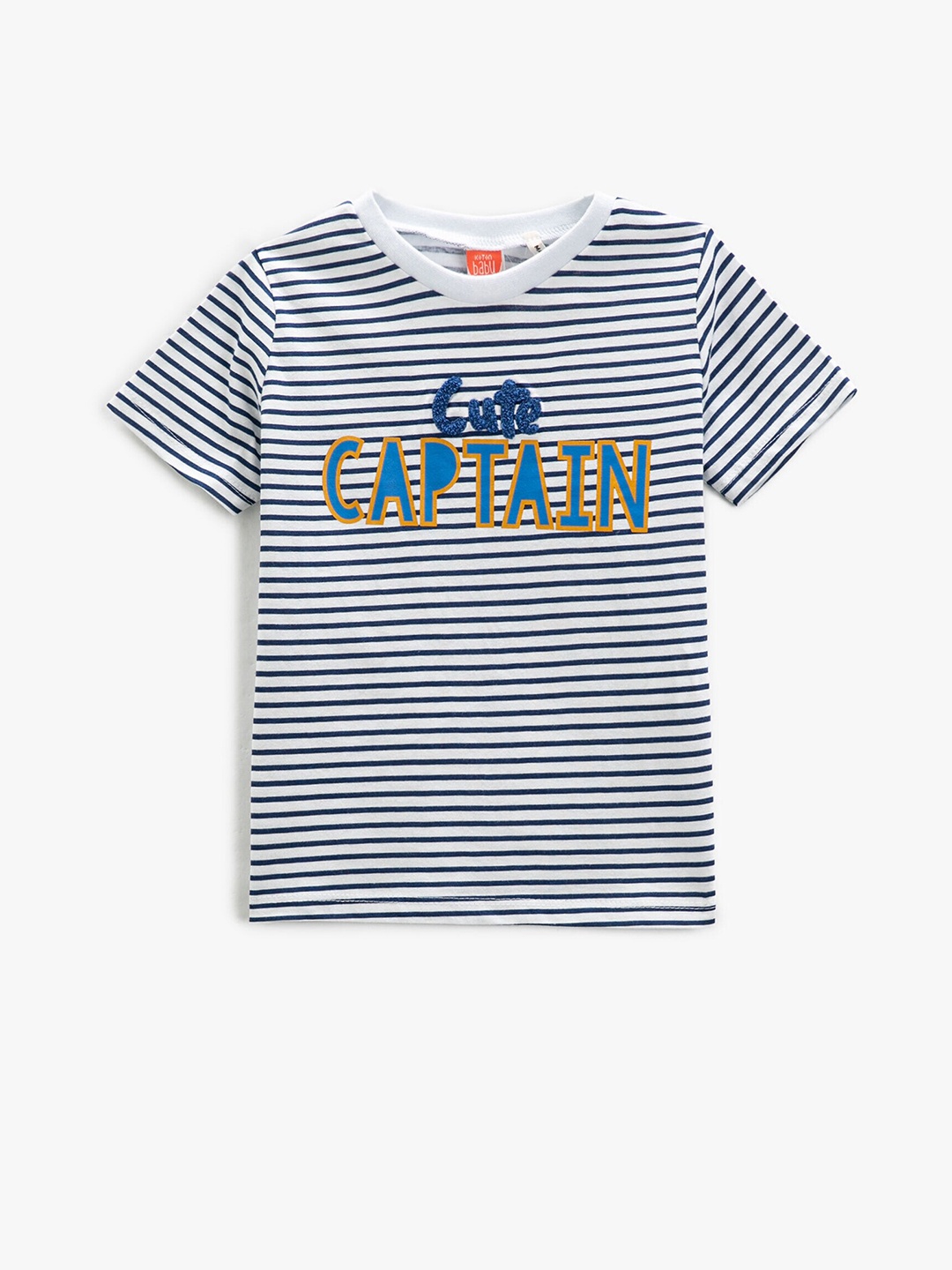 

Koton Boys Striped Pure Cotton T-shirt, Blue