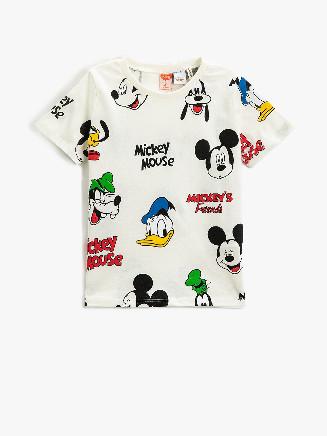 

Koton Boys Mickey & Friends Printed Pure Cotton T-shirt, Off white