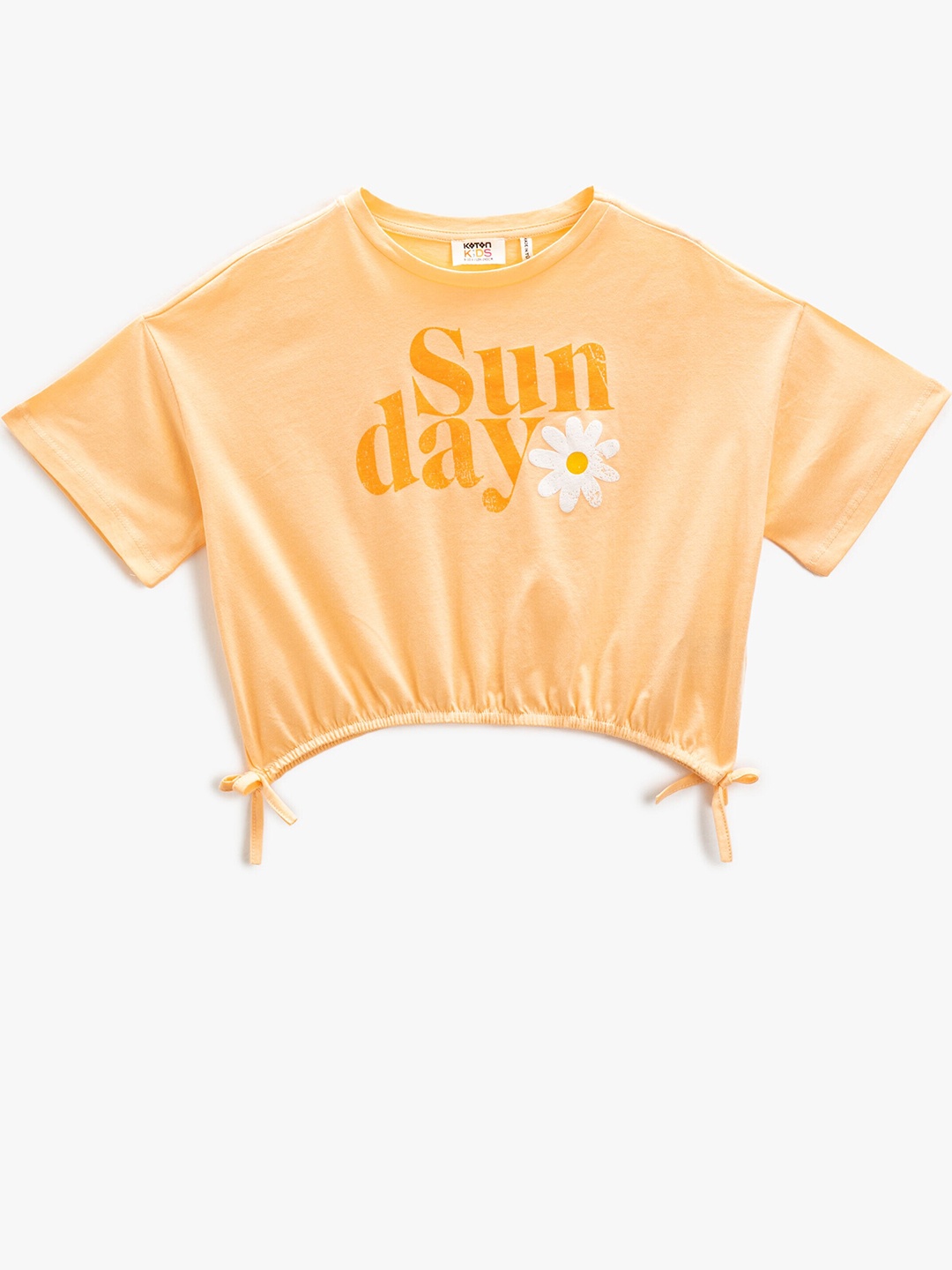 

Koton Girls Typography Printed Pure Cotton Crop Top, Orange