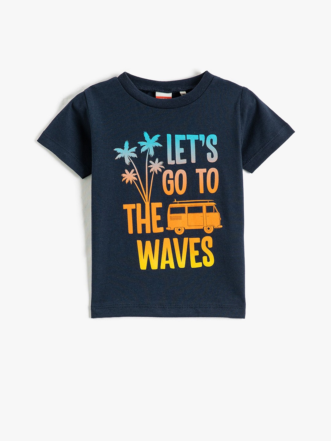 

Koton Boys Typography Printed Pure Cotton T-shirt, Navy blue