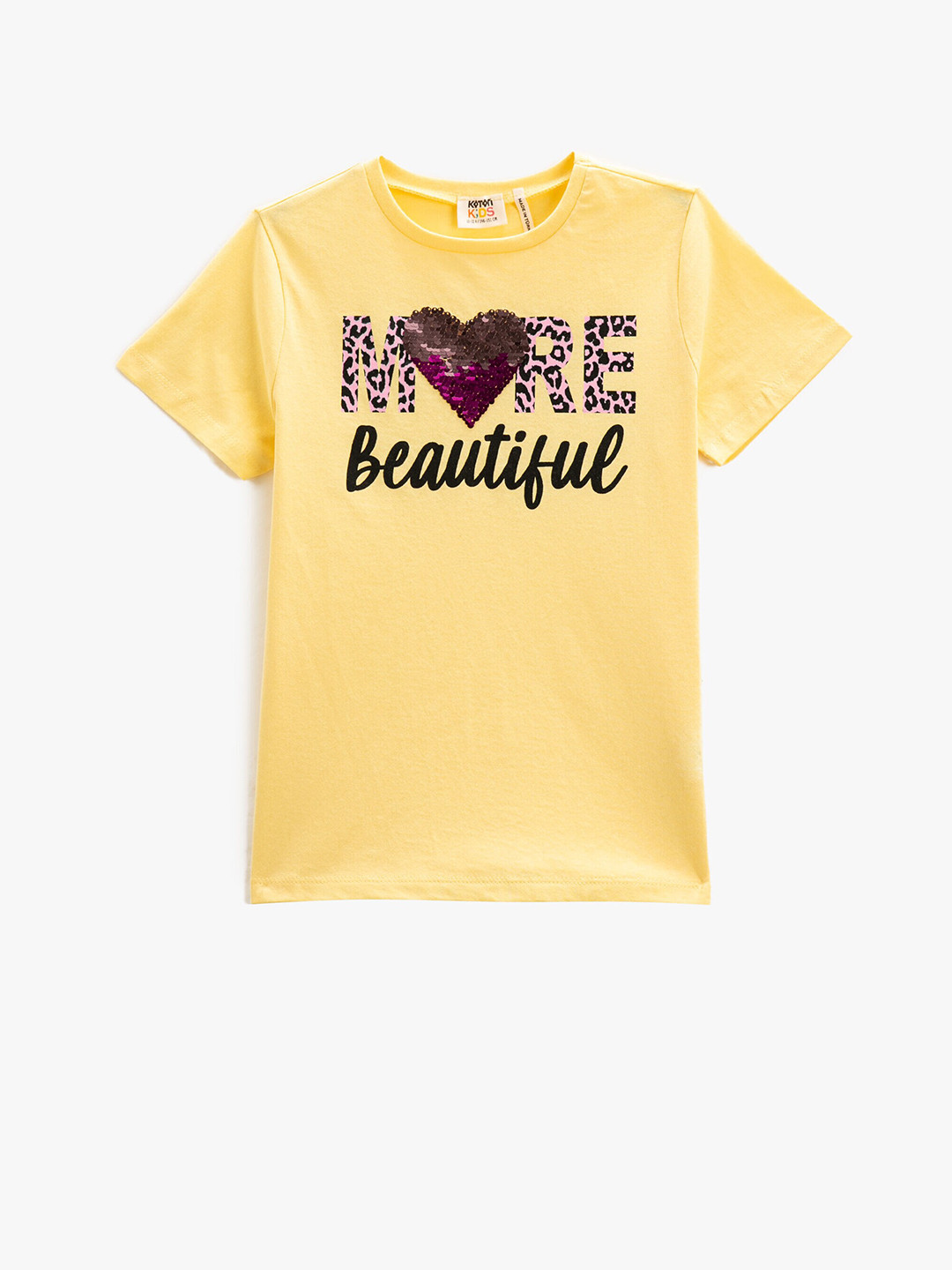 

Koton Girls Typography Printed Printed Pure Cotton T-Shirt, Yellow