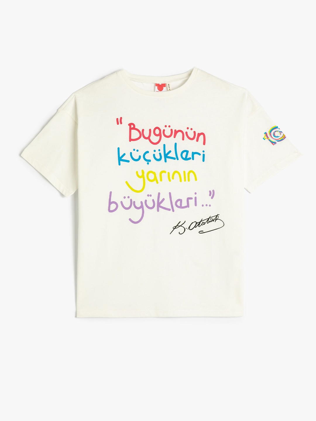 

Koton Girls Typography Printed Pure Cotton T-Shirt, Beige