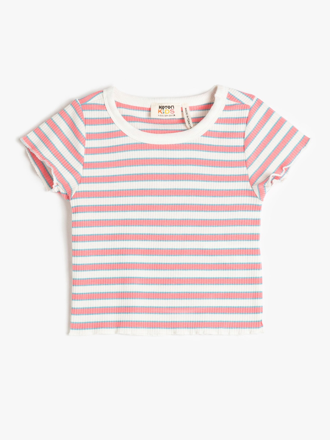 

Koton Girls Striped Round Neck T-shirt, White