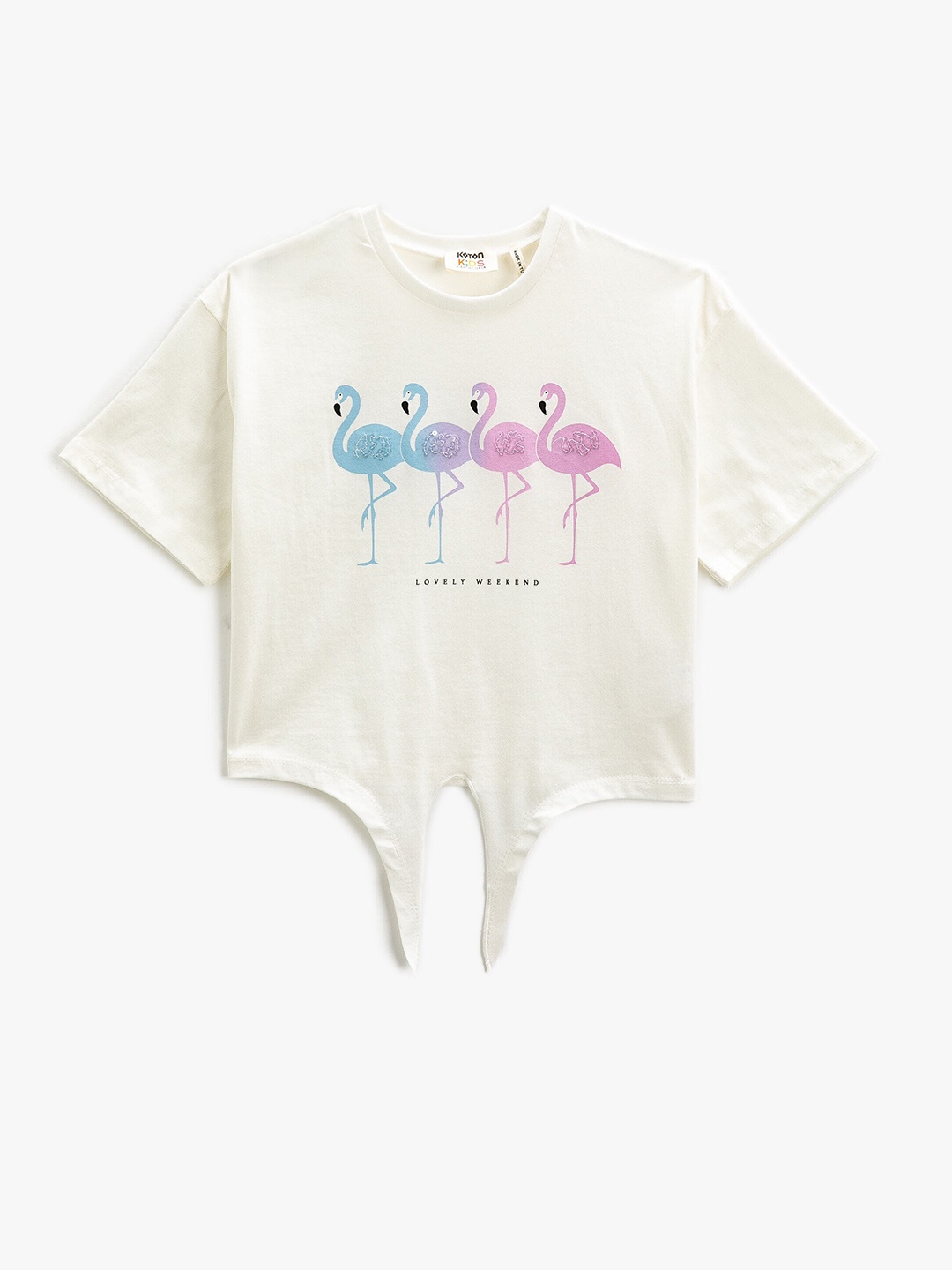 

Koton Girls Graphic Printed Pure Cotton T-shirt, White