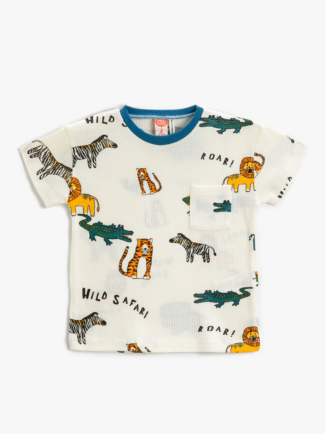 

Koton Boys Conversational Printed Round Neck Pockets Pure Cotton Regular T-shirt, Beige