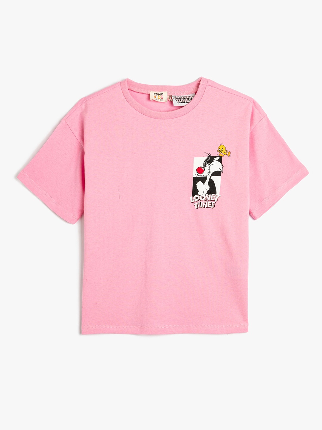 

Koton Girls Graphic Printed Cotton T-shirt, Pink