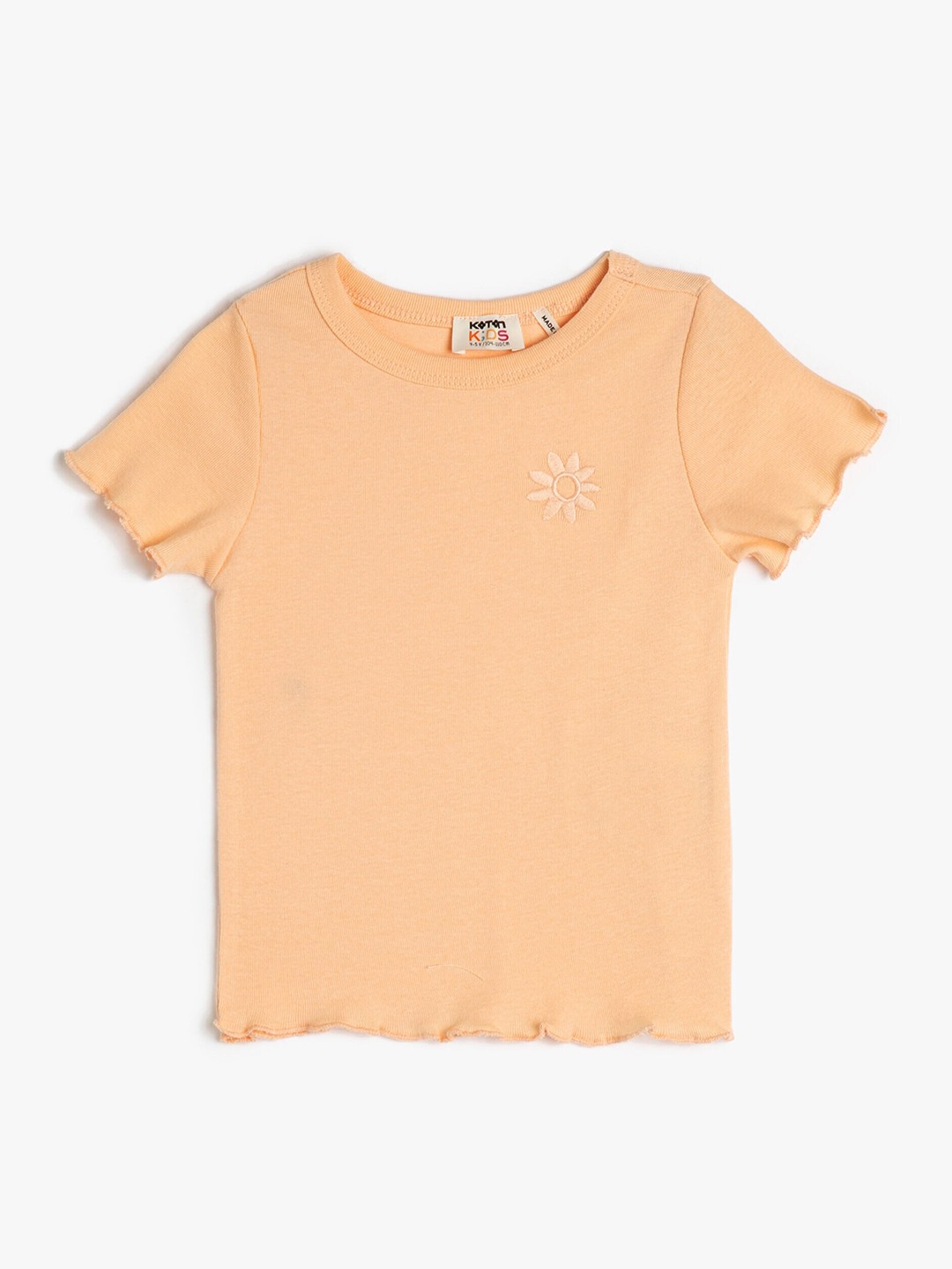 

Koton Girls Cotton Round Neck T-shirt, Peach