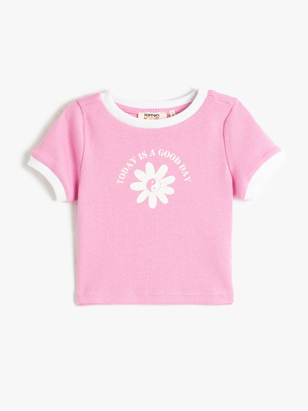 

Koton Girls Floral Printed Round Neck T-shirt, Pink