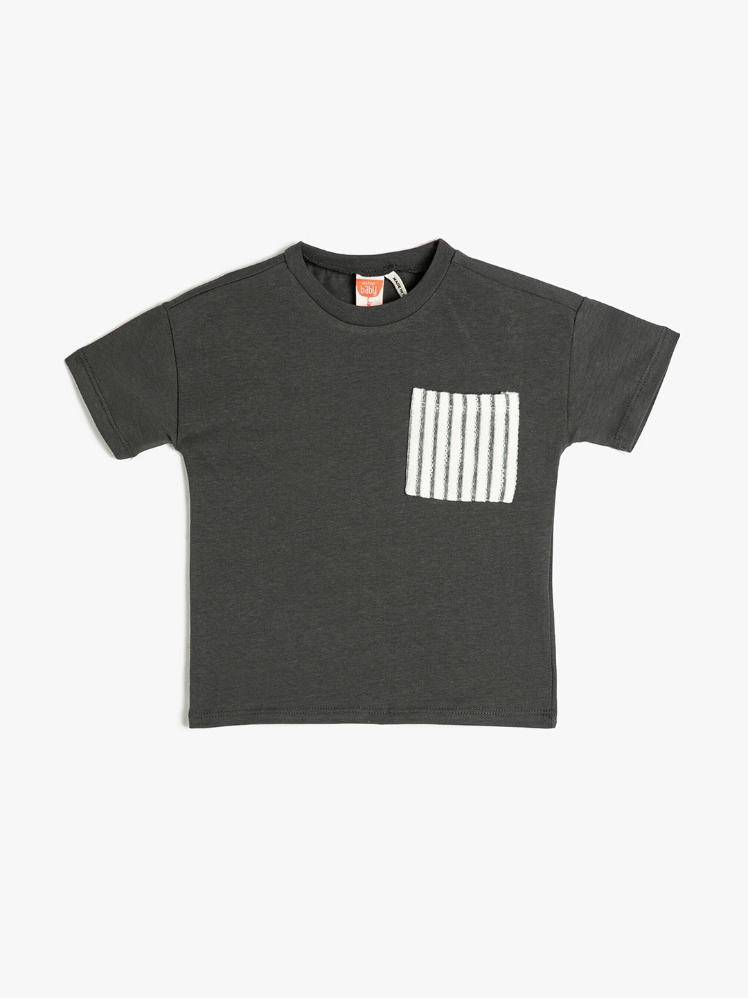

Koton Infant Boys Round Neck Pure Cotton T-shirt, Grey