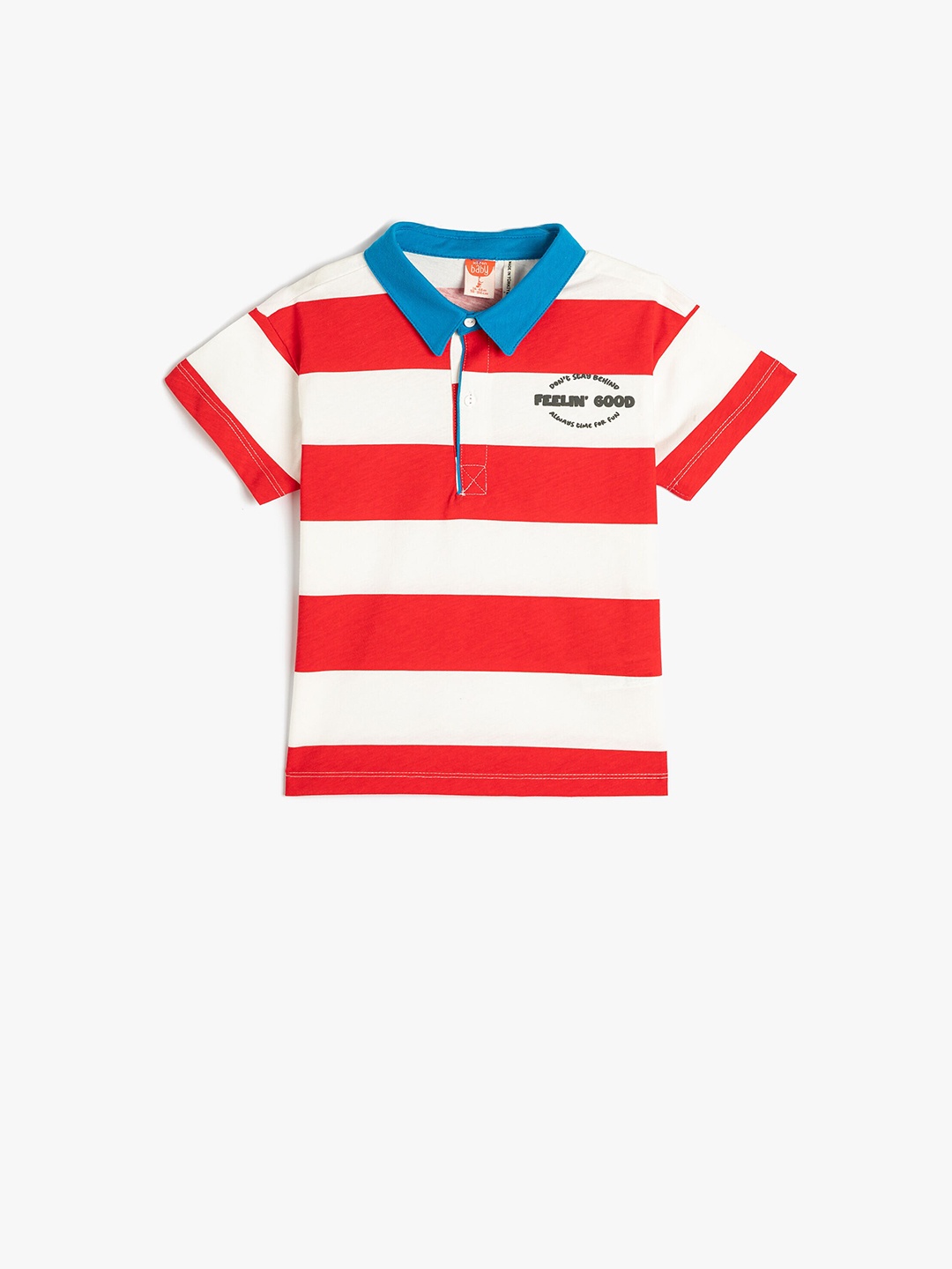 

Koton Boys Striped Polo Collar Pure Cotton T-shirt, Off white