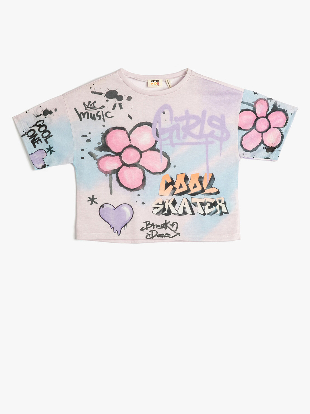 

Koton Girls Graphic Printed Round Neck T-shirt, Pink