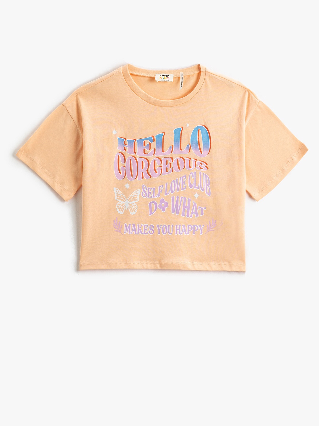 

Koton Girls Typography Printed Pure Cotton T-shirt, Pink