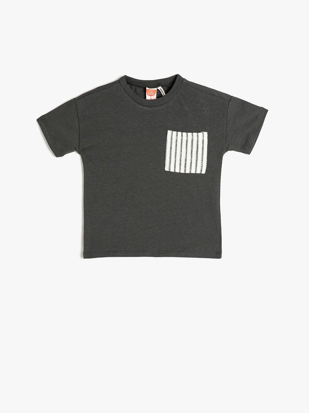 

Koton Infants Boys Round Neck Pure Cotton T-shirt, Grey