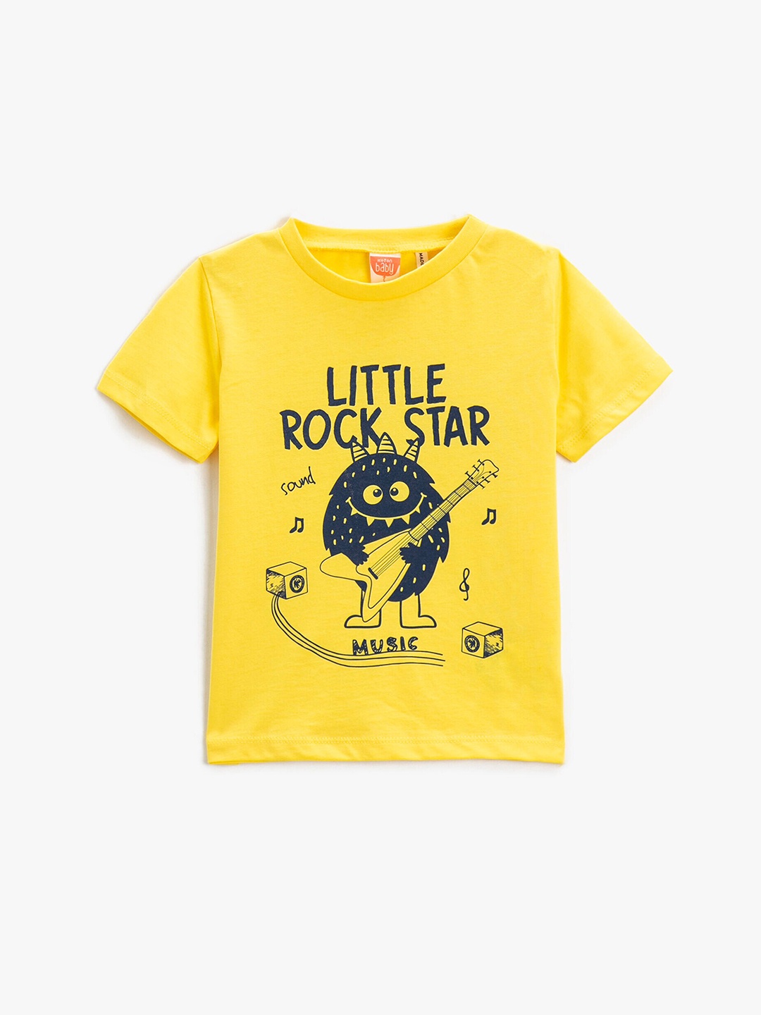 

Koton Infant Boys Typography Printed Pure Cotton T-shirt, Yellow
