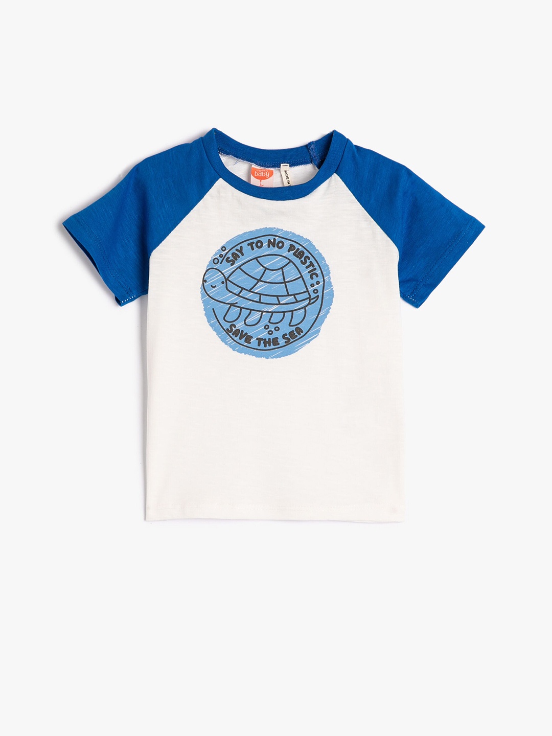 

Koton Infants Boys Graphic Printed Raglan Sleeves Pure Cotton T-shirt, White