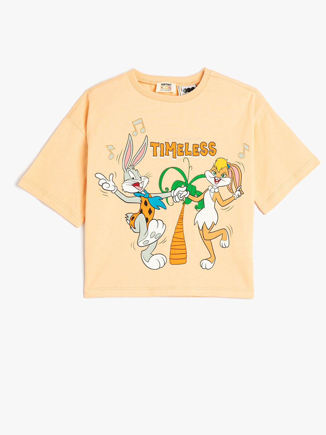 

Koton Girls Graphic Printed Pure Cotton Boxy Fit T-shirt, Orange