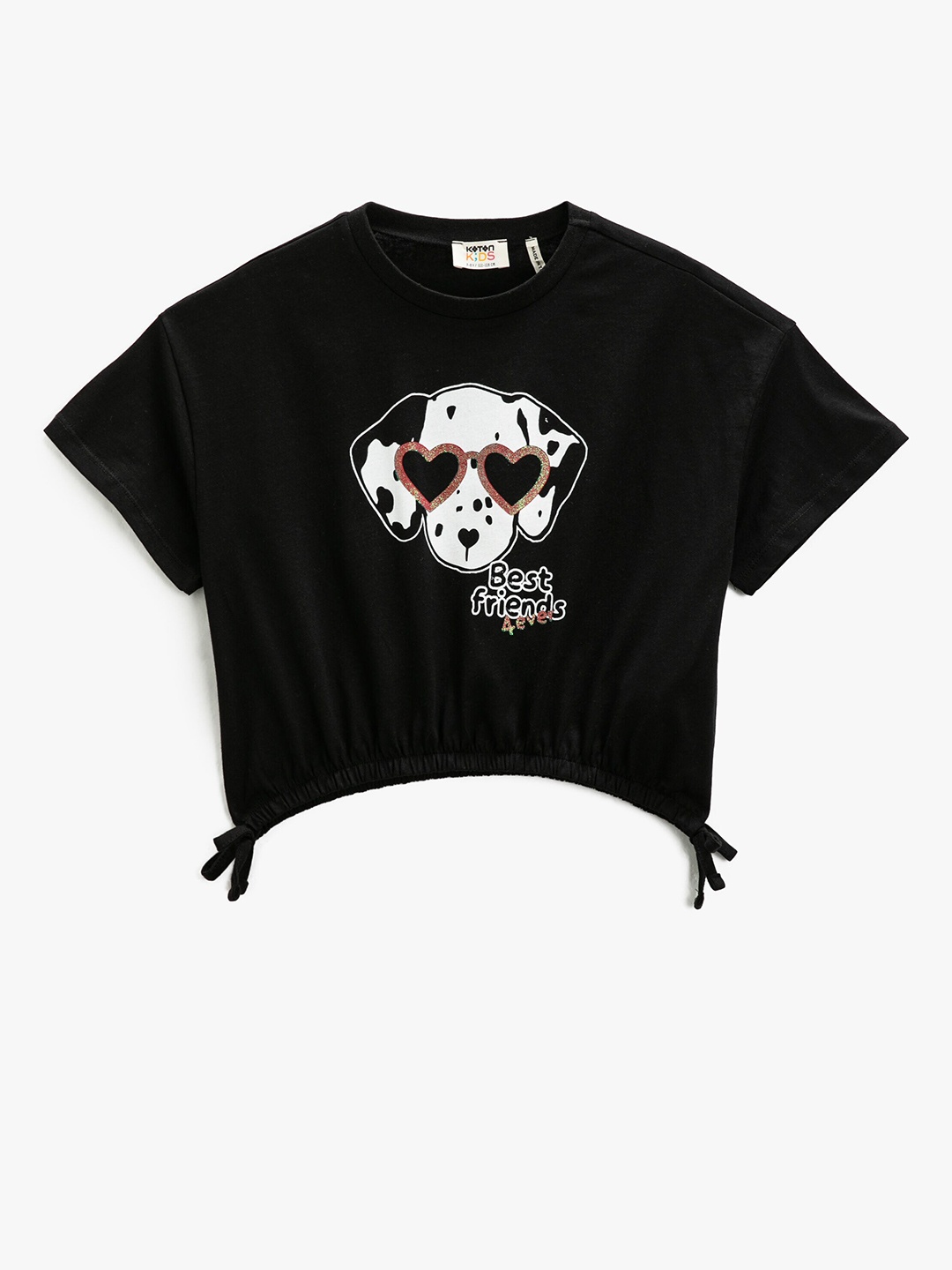 

Koton Girls Graphic Printed Round Neck Pure Cotton T-Shirt, Black