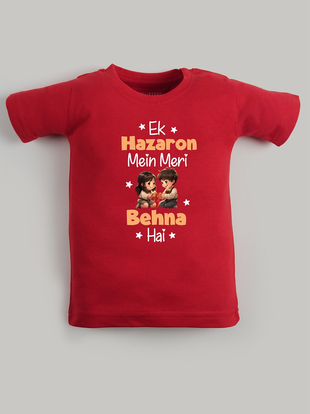 

FFLIRTYGO Kids Typography Printed Round Neck Cotton T-shirt, Red