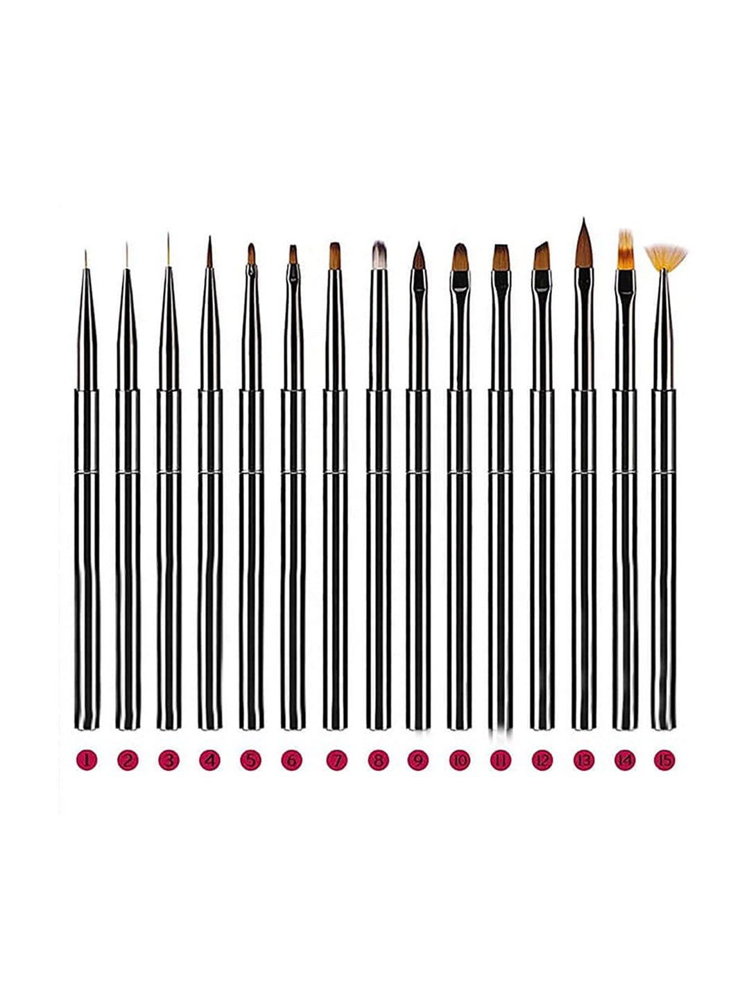 

Veoni BELLE Set of 15 Durable & High Quality Nail Art Brushes - Silver, Grey