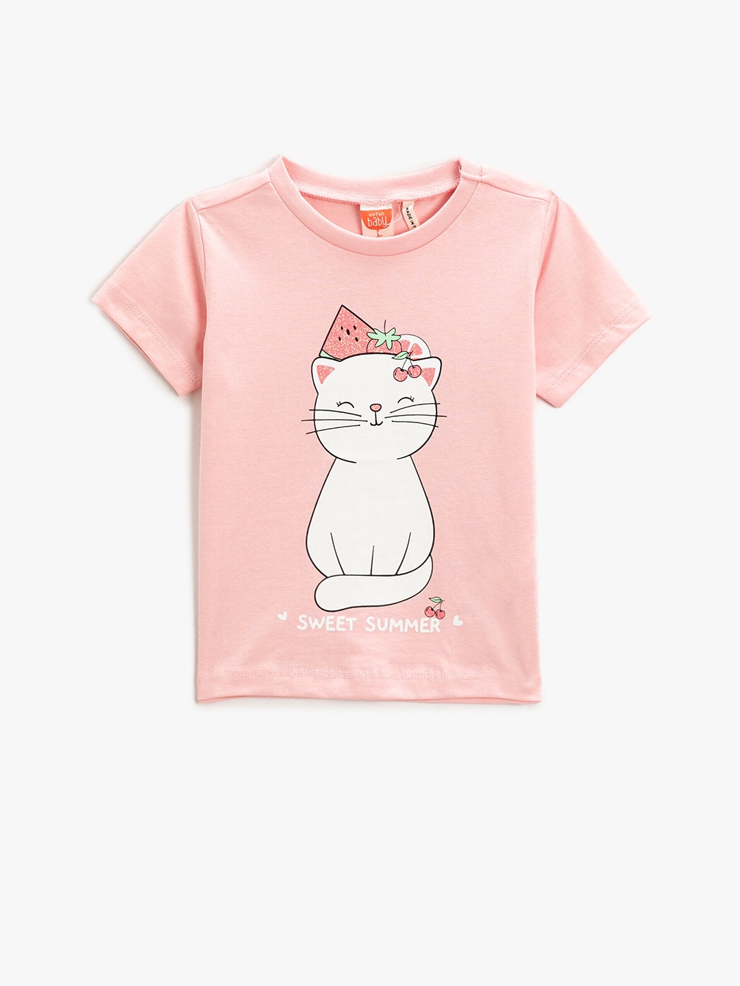 

Koton Girls Humour and Comic Printed Pure Cotton T-shirt, Pink