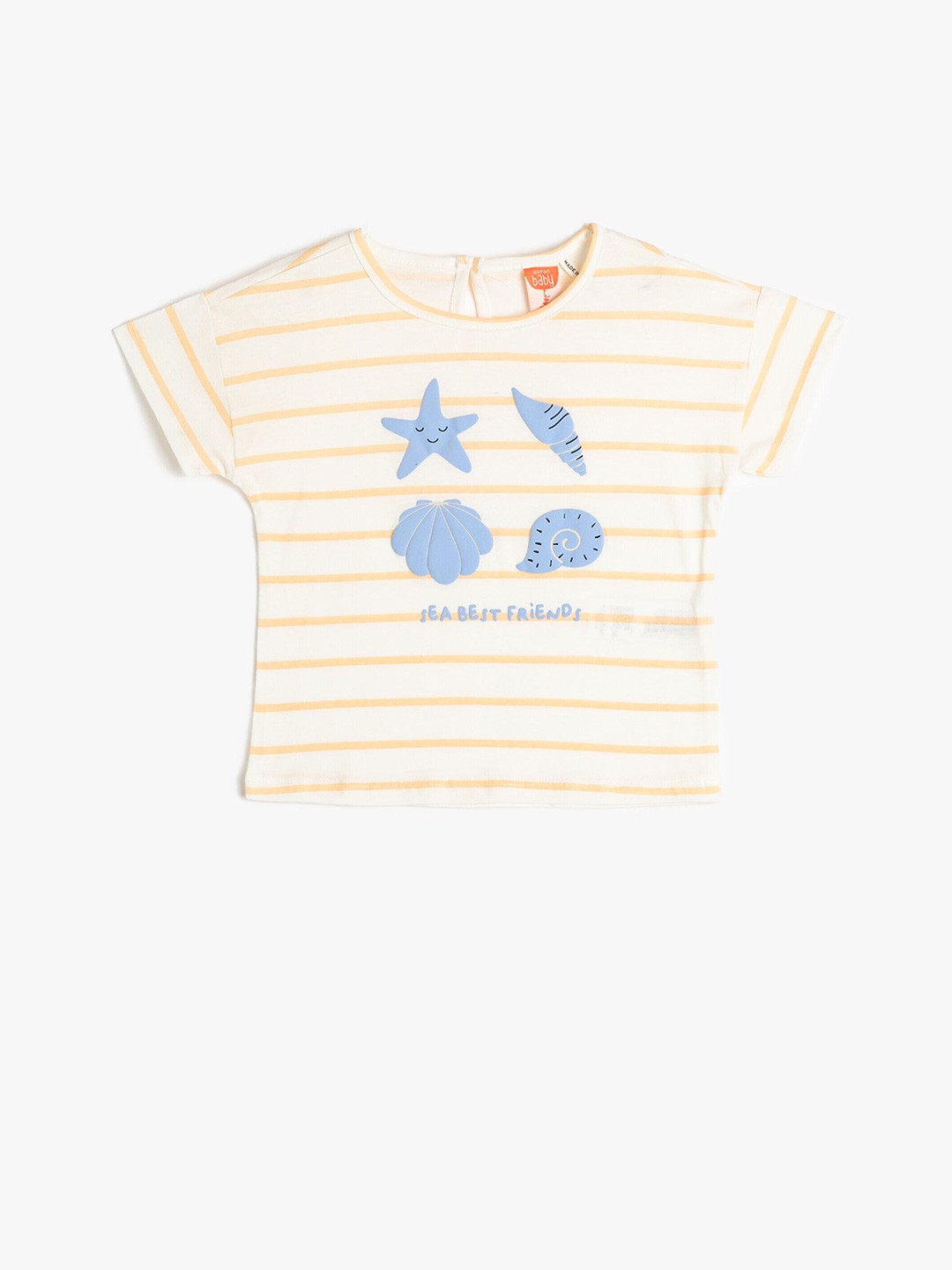 

Koton Girls Striped Pure Cotton T-shirt, Beige
