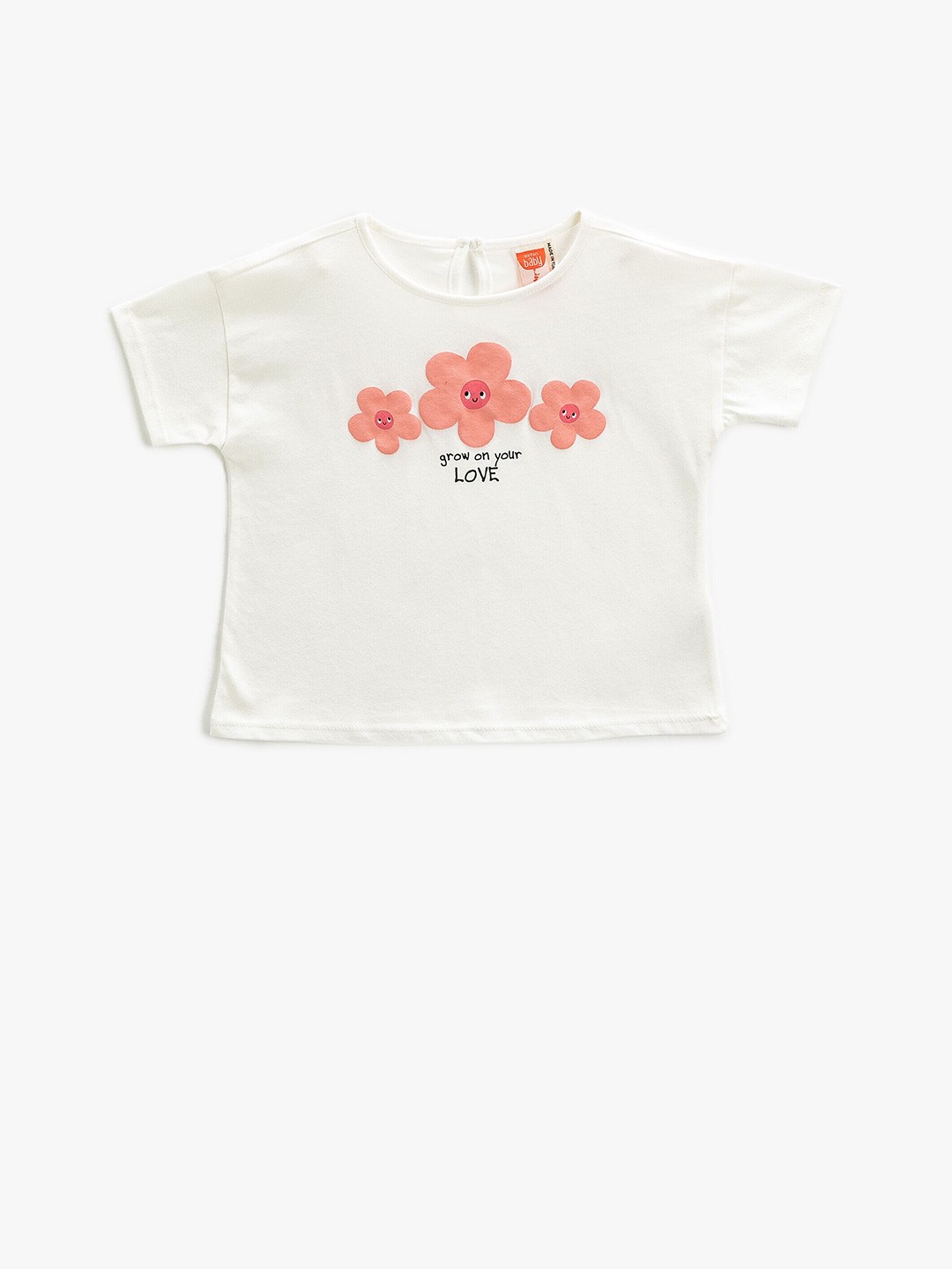 

Koton Infant Girls Graphic Printed Pure Cotton T-shirt, Beige