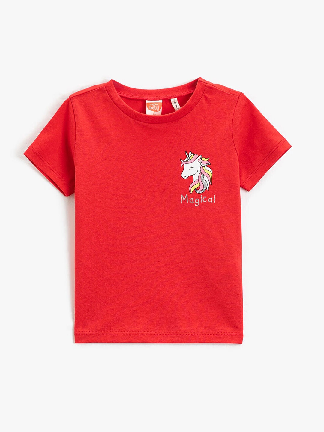 

Koton Girls Graphic Printed Round Neck Cotton Regular T-shirt, Red