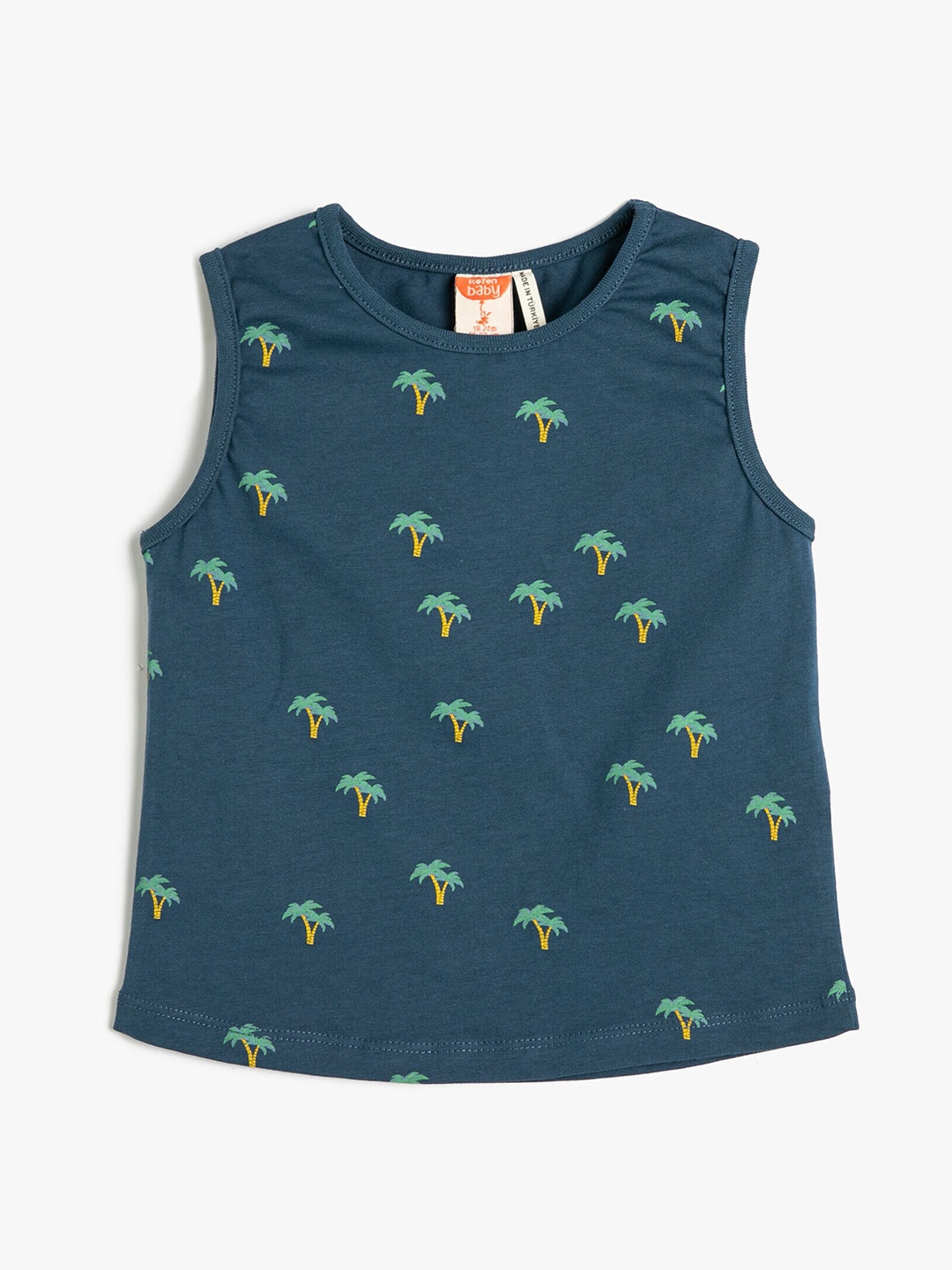 

Koton Boys Conversational Printed Sleeveless Pure Cotton T-shirt, Blue