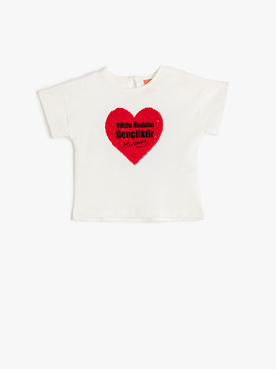 

Koton Girls Graphic Printed Drop-Shoulder Sleeves Cotton Regular T-shirt, Beige