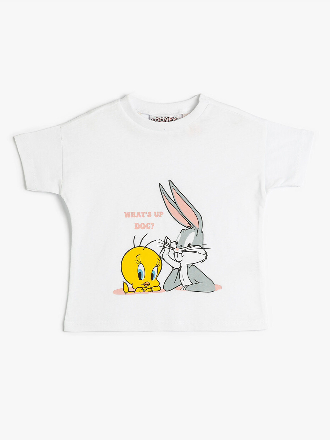 

Koton Infants Girls Graphic Printed Pure Cotton Casual T-shirt, White