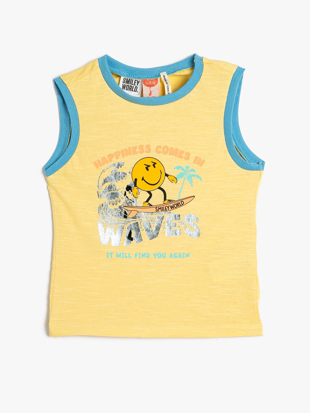 

Koton Boys Graphic Printed Pure Cotton Casual T-shirt, Yellow