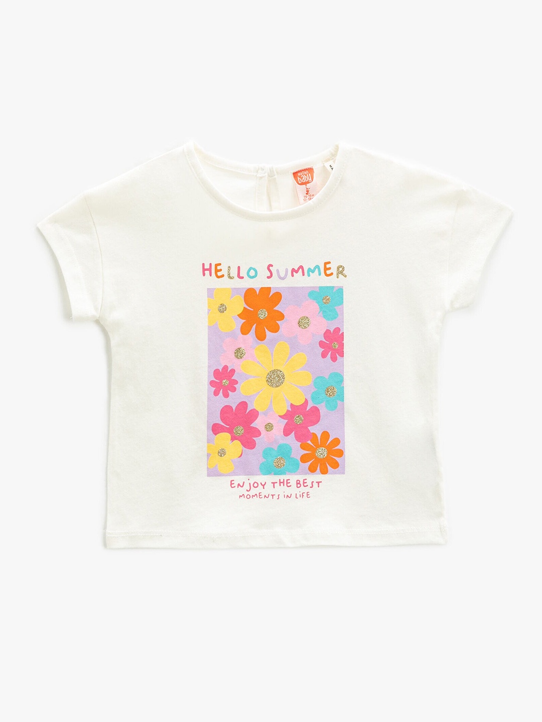 

Koton Girls Floral Printed Pure Cotton T-shirt, Beige