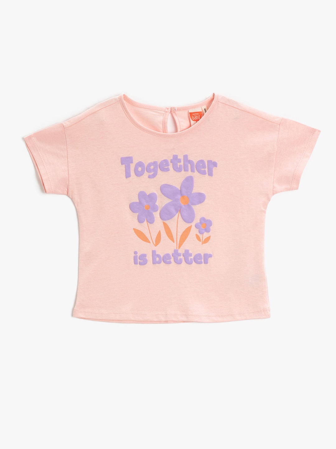 

Koton Girls Graphic Printed Pure Cotton T-shirt, Pink