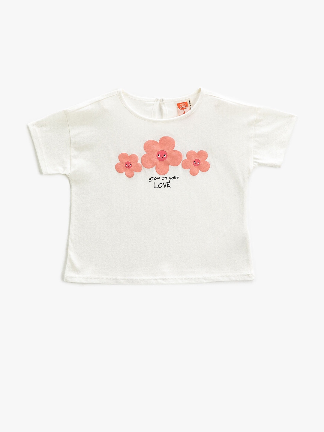 

Koton Girls Graphic Printed Pure Cotton T-shirt, Off white