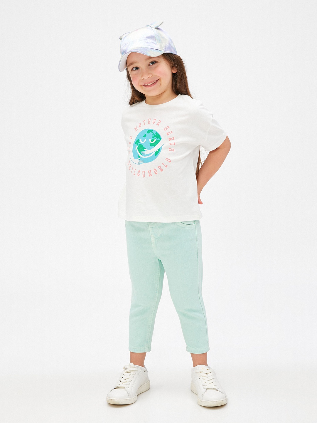 

Koton Girls Graphic Printed Pure Cotton T-shirt, Beige