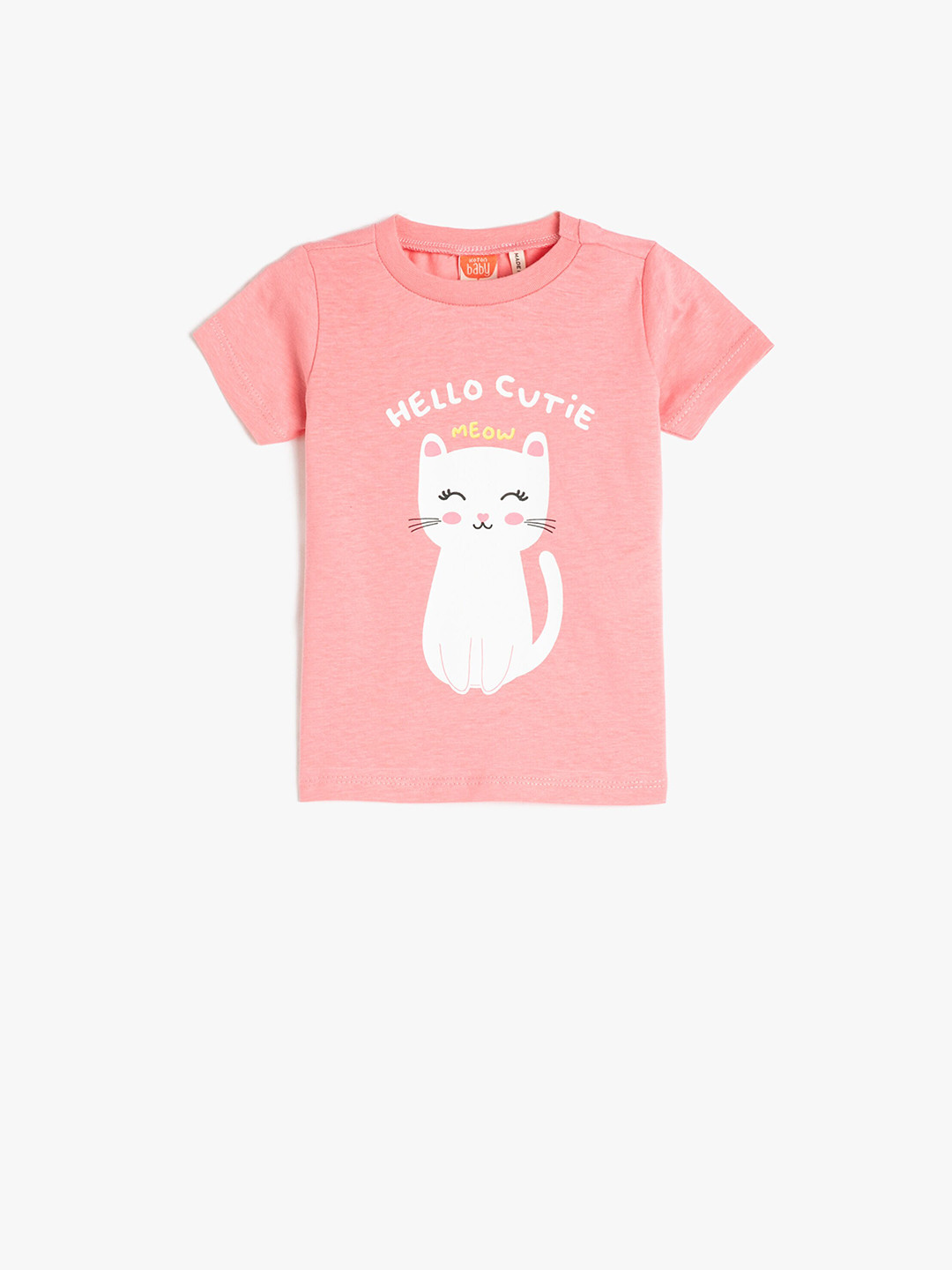 

Koton Girls Typography Printed Pure Cotton T-shirt, Pink
