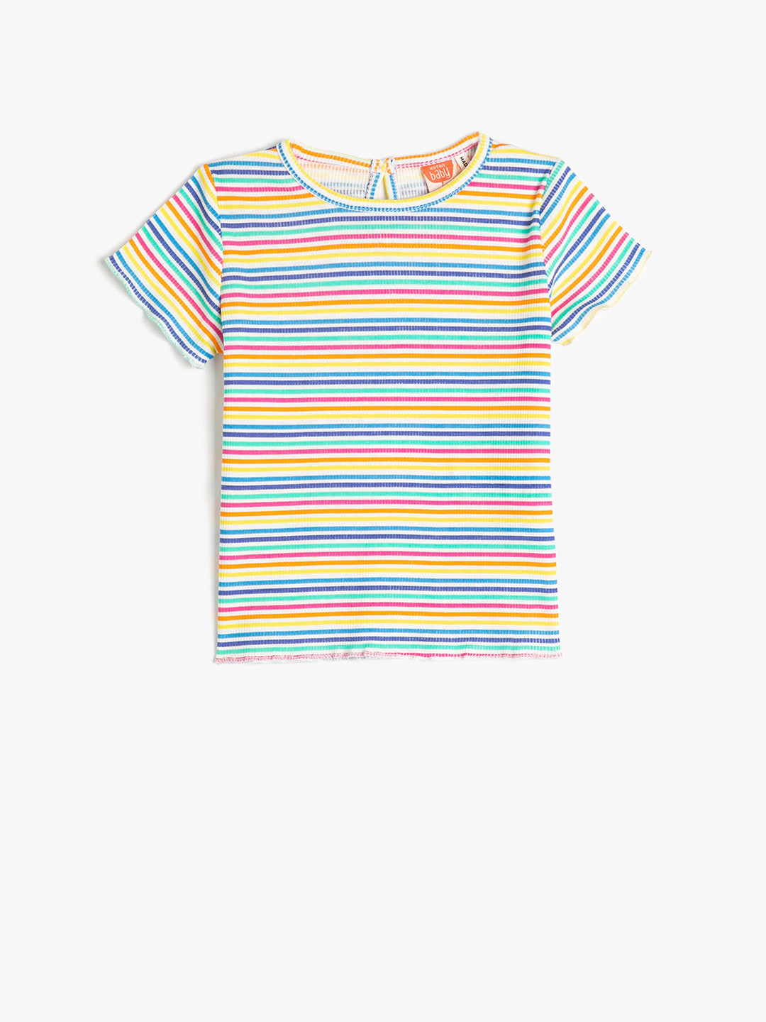 

Koton Girls Striped Round Neck T-shirt, White