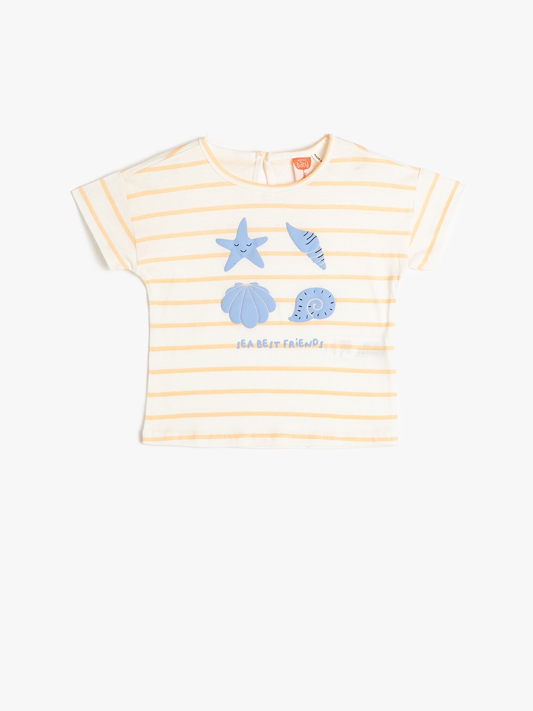 

Koton Girls Striped Pure Cotton T-shirt, Beige