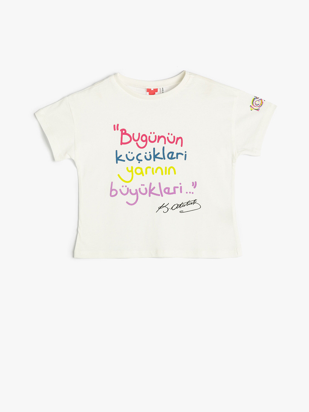 

Koton Girls Typography Printed Pure Cotton T-shirt, Off white