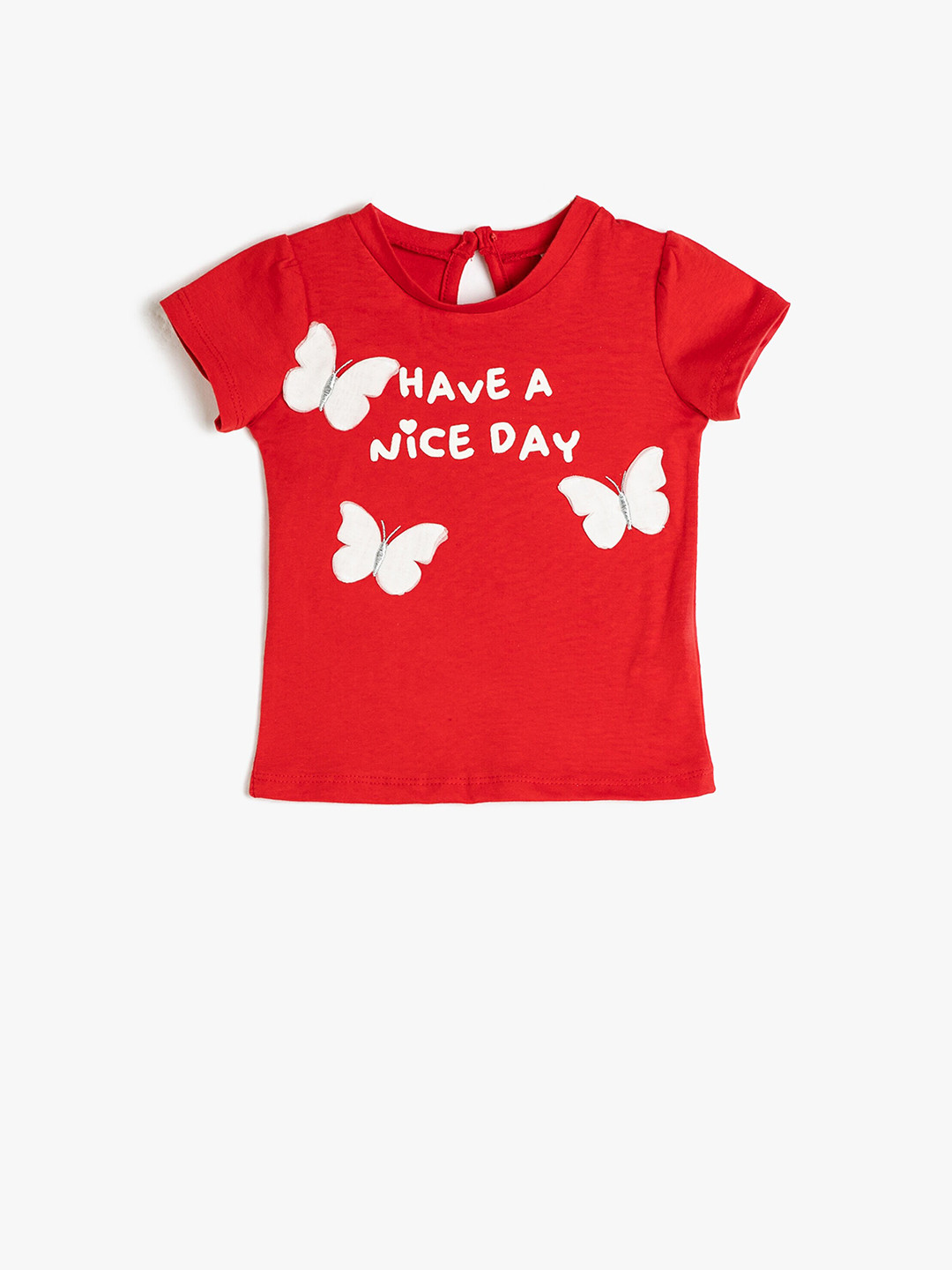 

Koton Girls Typography Printed Pure Cotton T-shirt, Red