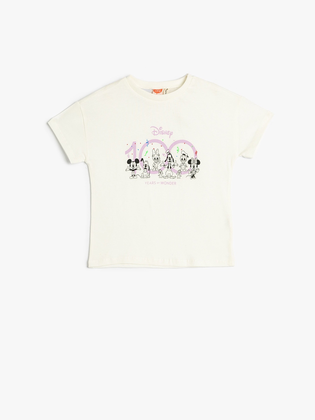 

Koton Girls Graphic Printed Pure Cotton T-shirt, Beige