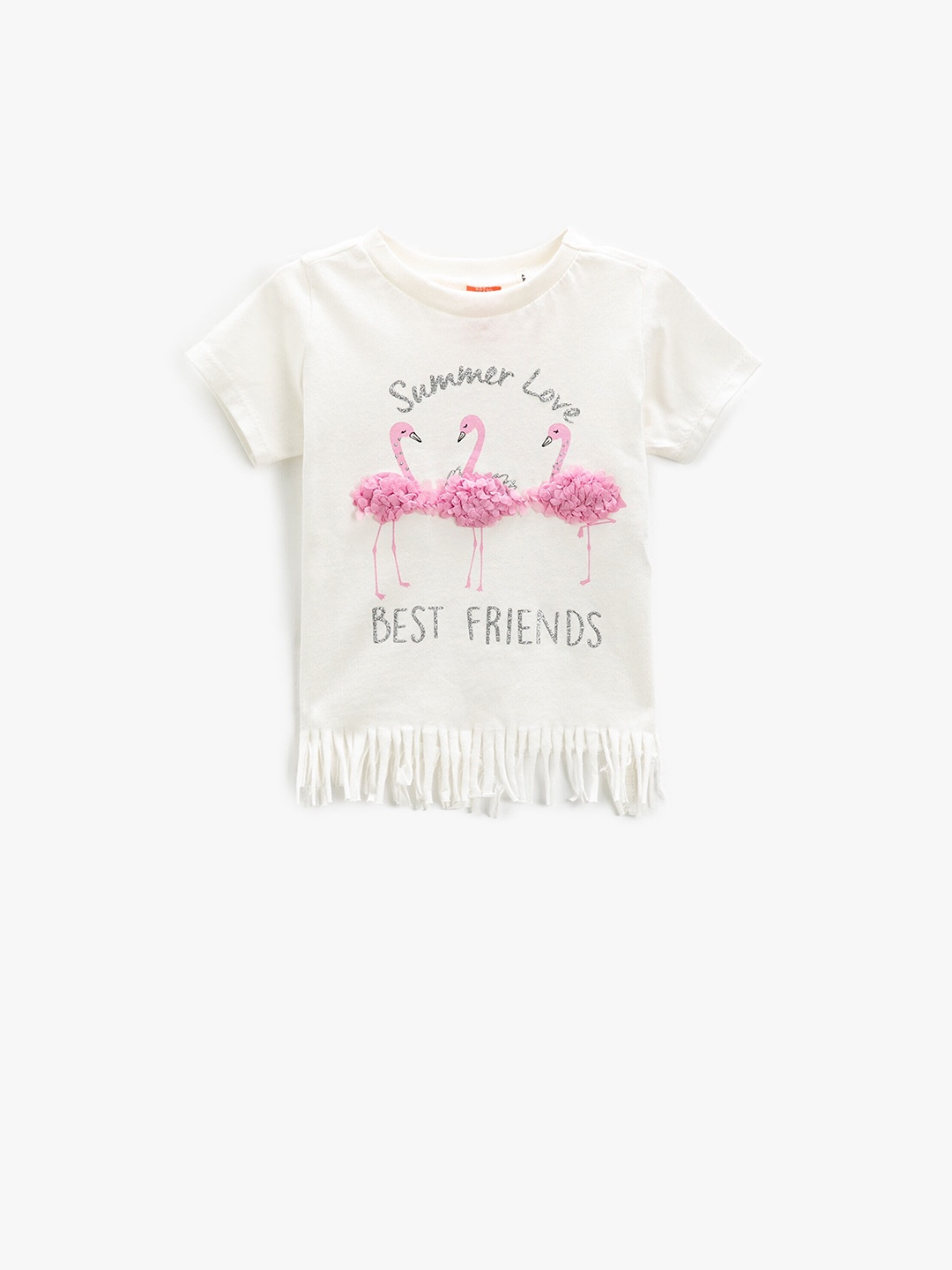 

Koton Girls Graphic Printed Embellished Pure Cotton T-shirt, Beige