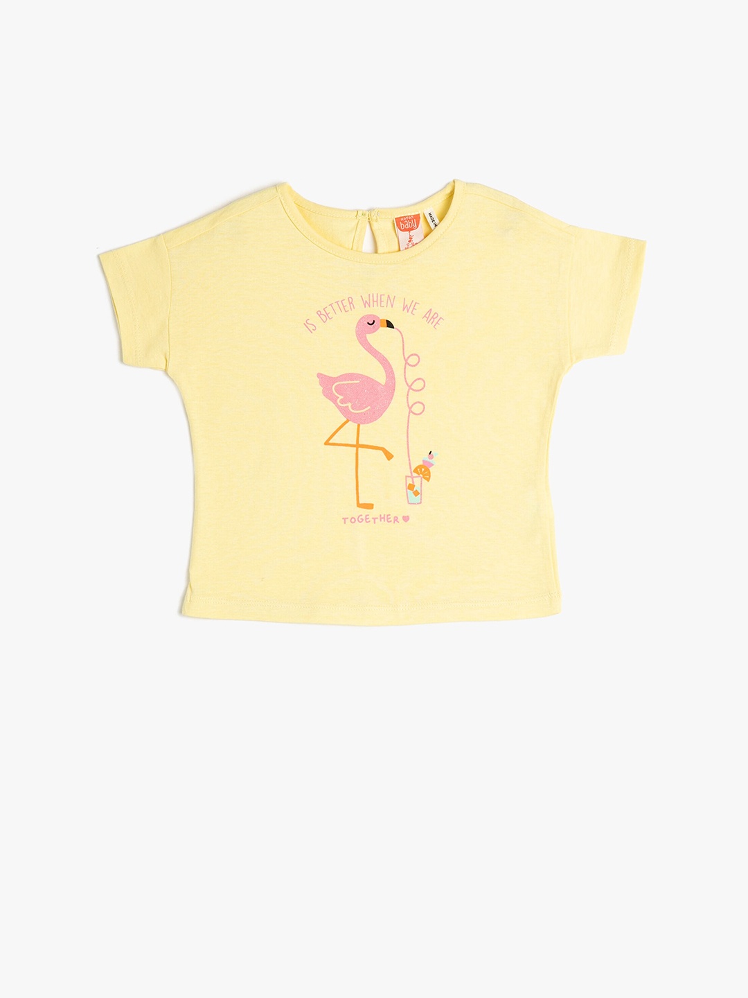 

Koton Girls Graphic Printed Pure Cotton T-shirt, Yellow