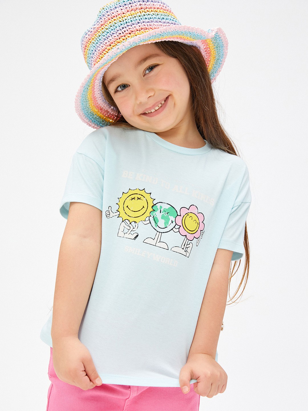 

Koton Girls Graphic Printed Pure Cotton T-shirt, Blue