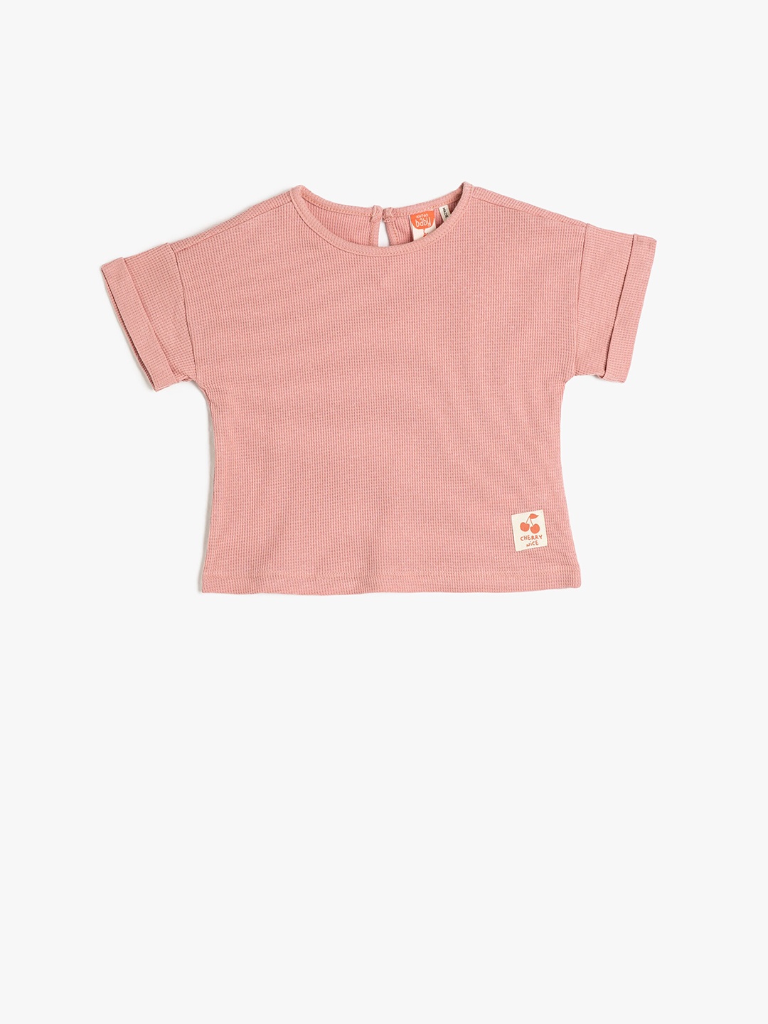 

Koton Girls Round Neck Drop Shoulder Pure Cotton T-shirt, Pink