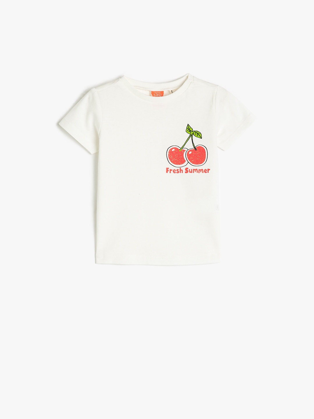 

Koton Girls Graphic Printed Pure Cotton T-shirt, Off white