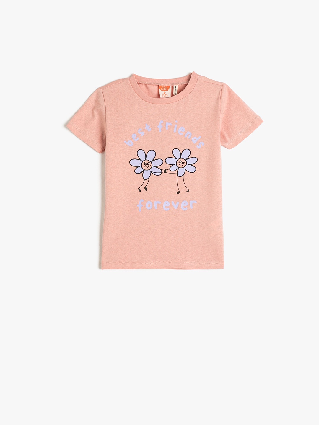 

Koton Girls Graphic Printed Pure Cotton T-shirt, Pink