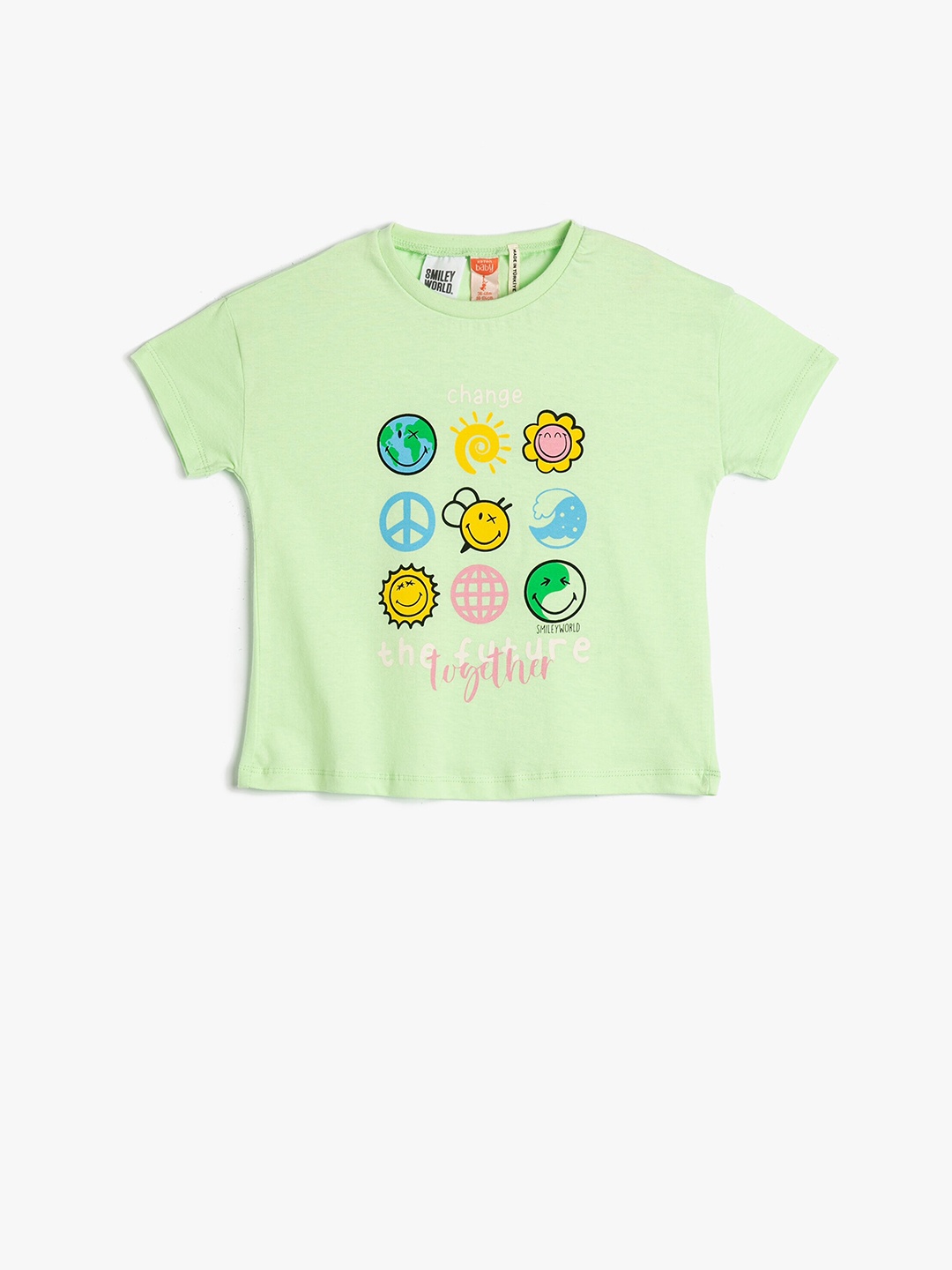 

Koton Girls Graphic Printed Pure Cotton T-shirt, Green