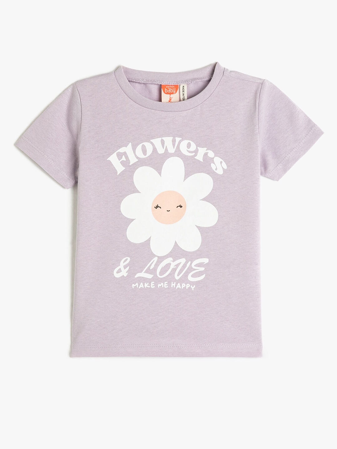 

Koton Girls Graphic Printed Pure Cotton Casual T-shirt, Purple